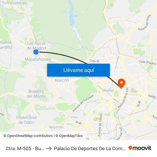 Ctra. M-505 - Burgocentro to Palacio De Deportes De La Comunidad De Madrid map