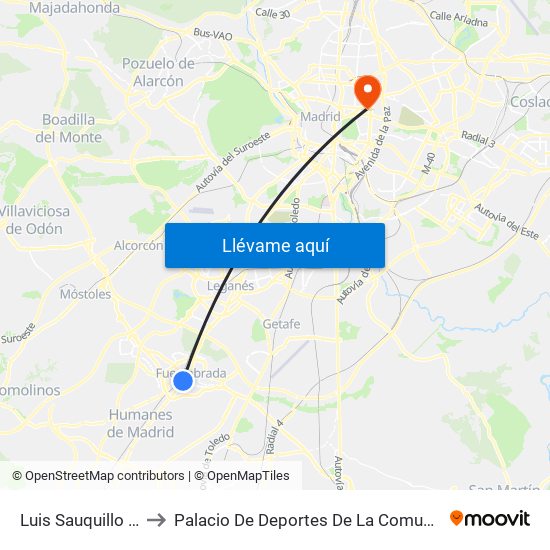 Luis Sauquillo - Grecia to Palacio De Deportes De La Comunidad De Madrid map