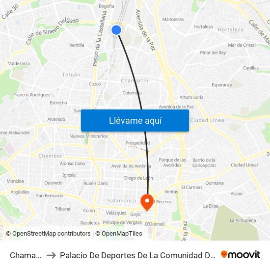 Chamartín to Palacio De Deportes De La Comunidad De Madrid map