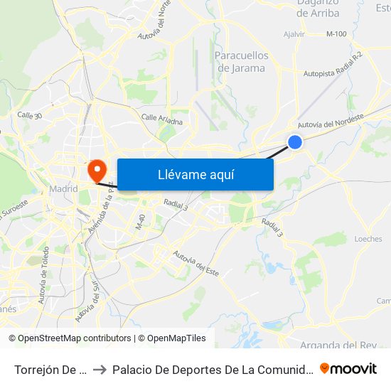 Torrejón De Ardoz to Palacio De Deportes De La Comunidad De Madrid map