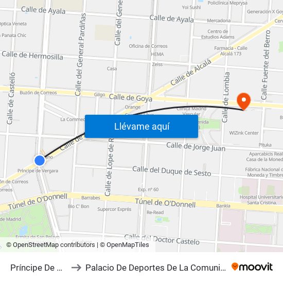 Príncipe De Vergara to Palacio De Deportes De La Comunidad De Madrid map