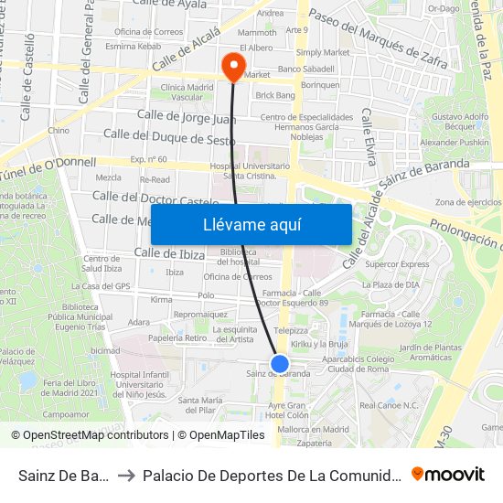 Sainz De Baranda to Palacio De Deportes De La Comunidad De Madrid map