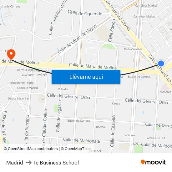 Madrid to Ie Business School map