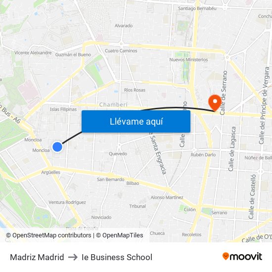 Madriz Madrid to Ie Business School map