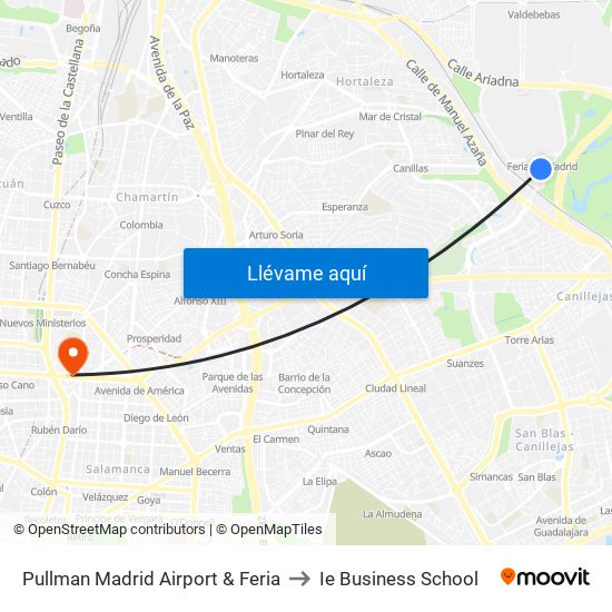 Pullman Madrid Airport & Feria to Ie Business School map