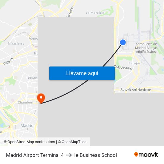 Madrid Airport Terminal 4 to Madrid Airport Terminal 4 map