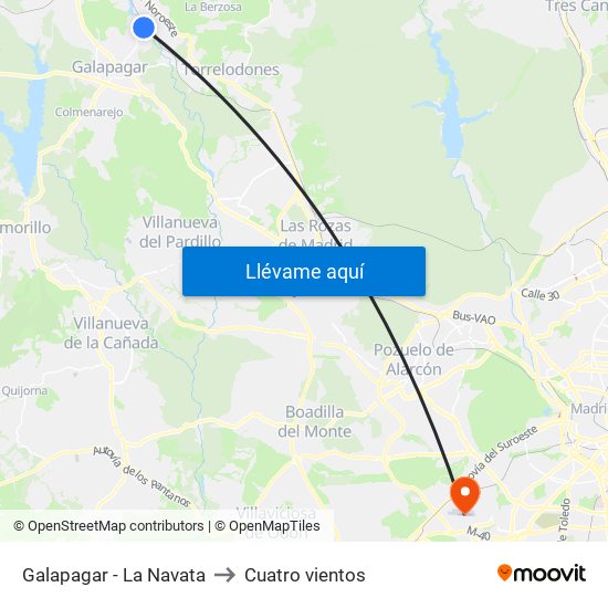 Galapagar - La Navata to Cuatro vientos map