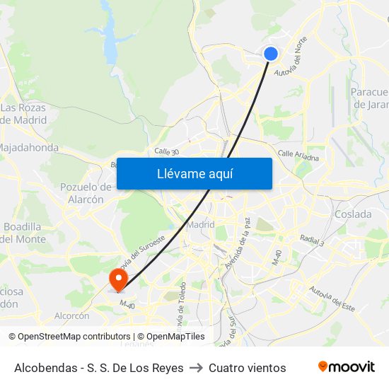 Alcobendas - S. S. De Los Reyes to Cuatro vientos map