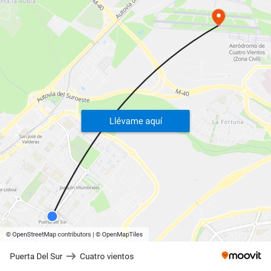Puerta Del Sur to Cuatro vientos map