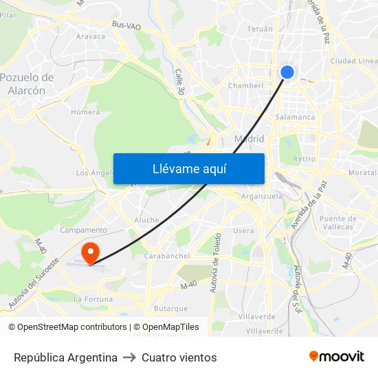 República Argentina to Cuatro vientos map