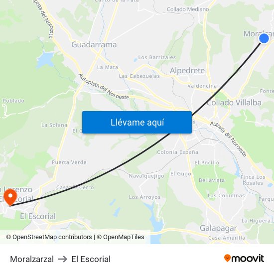Moralzarzal to El Escorial map