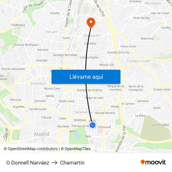 O Donnell Narváez to Chamartín map