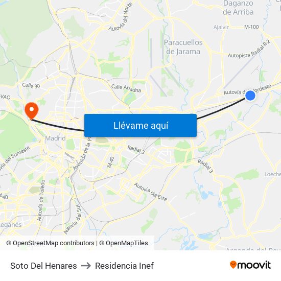 Soto Del Henares to Residencia Inef map