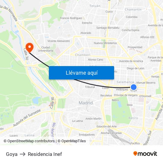 Goya to Residencia Inef map