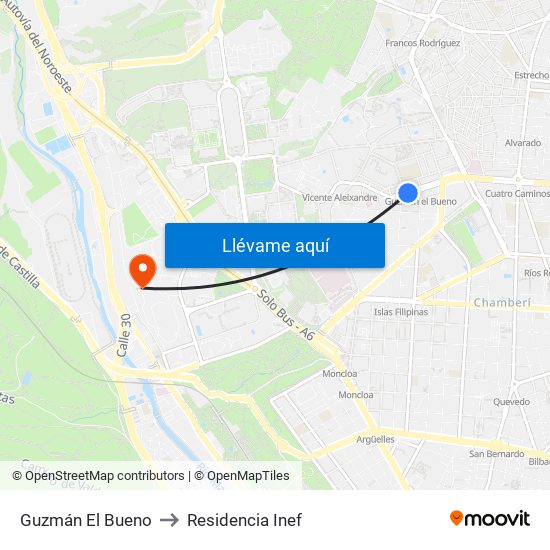 Guzmán El Bueno to Residencia Inef map