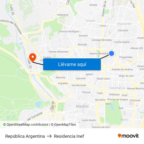 República Argentina to Residencia Inef map