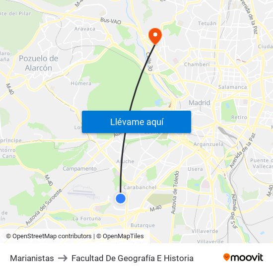 Marianistas to Facultad De Geografía E Historia map