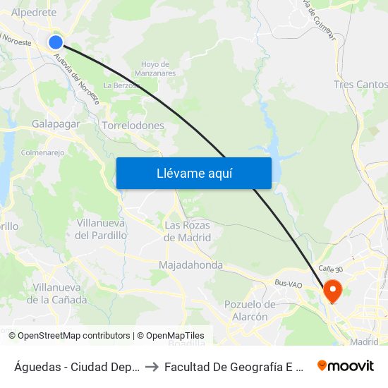 Águedas - Ciudad Deportiva to Facultad De Geografía E Historia map