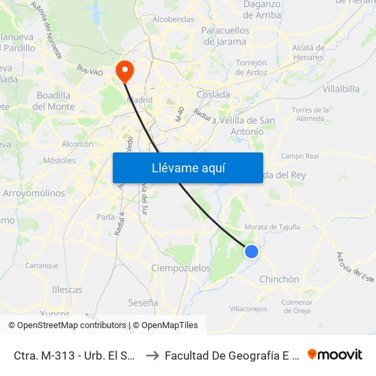 Ctra. M-313 - Urb. El Serranillo to Facultad De Geografía E Historia map