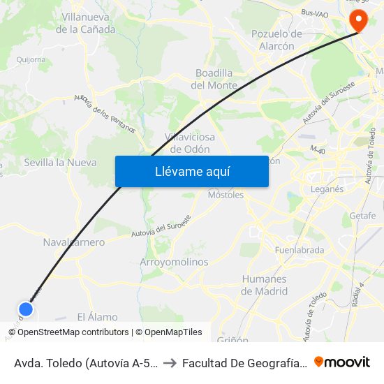 Avda. Toledo (Autovía A-5), Urb. Fado to Facultad De Geografía E Historia map
