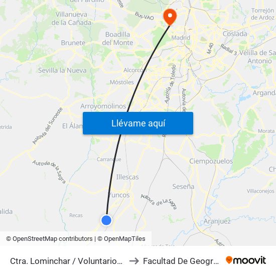 Ctra. Lominchar / Voluntarios Cruz Roja, Yuncler to Facultad De Geografía E Historia map