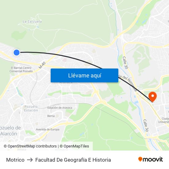 Motrico to Facultad De Geografía E Historia map
