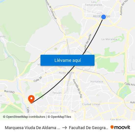 Marquesa Viuda De Aldama - N.ª Sra. Del Pilar to Facultad De Geografía E Historia map