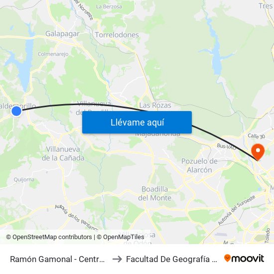 Ramón Gamonal - Centro De Salud to Facultad De Geografía E Historia map