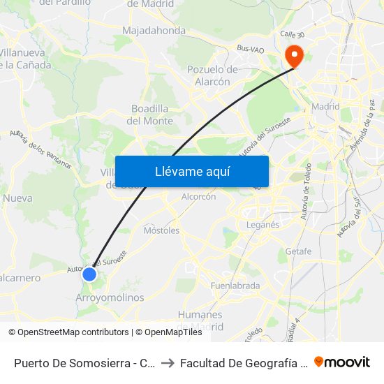 Puerto De Somosierra - Ctra. M-413 to Facultad De Geografía E Historia map