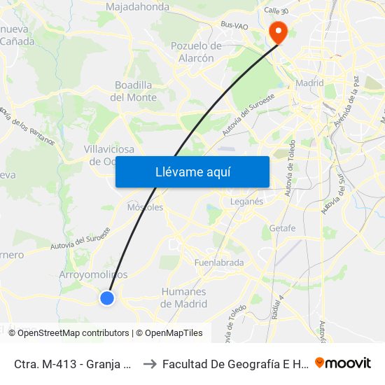 Ctra. M-413 - Granja Bovina to Facultad De Geografía E Historia map