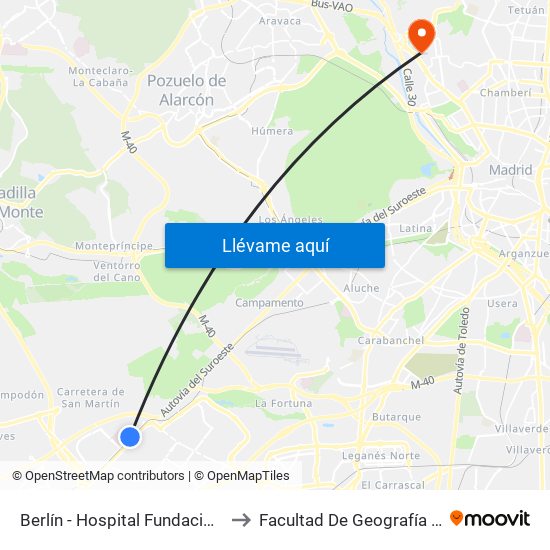 Berlín - Hospital Fundación Alcorcón to Facultad De Geografía E Historia map