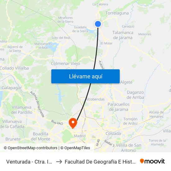 Venturada - Ctra. Irún to Facultad De Geografía E Historia map