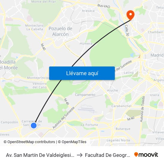 Av. San Martín De Valdeiglesias - Autocaravanas to Facultad De Geografía E Historia map