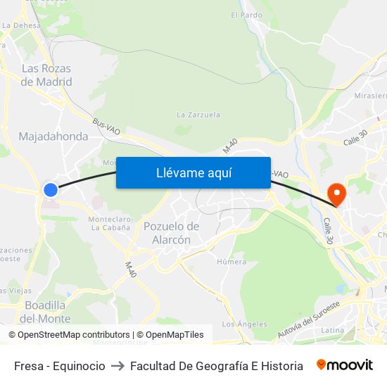 Fresa - Equinocio to Facultad De Geografía E Historia map