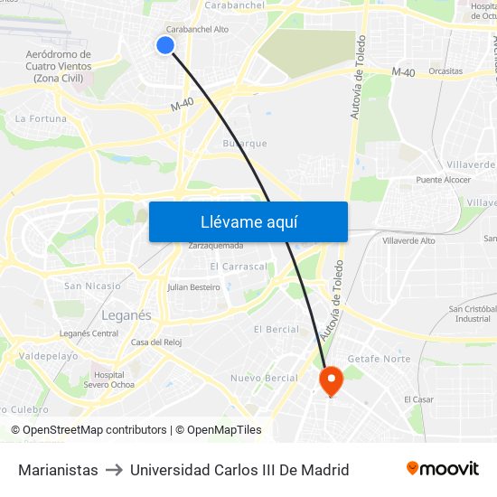 Marianistas to Universidad Carlos III De Madrid map