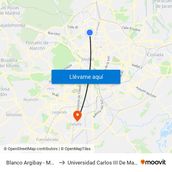 Blanco Argibay - Müller to Universidad Carlos III De Madrid map