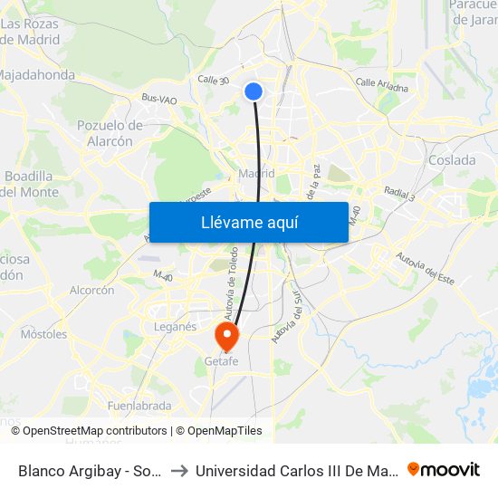 Blanco Argibay - Sorgo to Universidad Carlos III De Madrid map