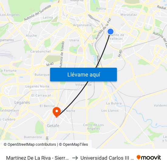 Martínez De La Riva - Sierra Carbonera to Universidad Carlos III De Madrid map