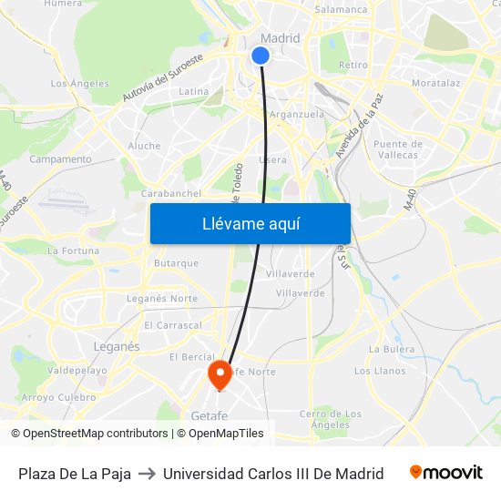 Plaza De La Paja to Universidad Carlos III De Madrid map