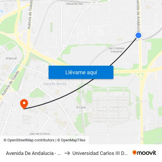 Avenida De Andalucía - Marconi to Universidad Carlos III De Madrid map