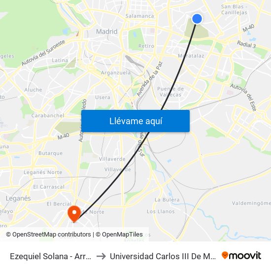 Ezequiel Solana - Arriaga to Universidad Carlos III De Madrid map