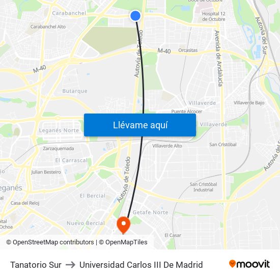 Tanatorio Sur to Universidad Carlos III De Madrid map