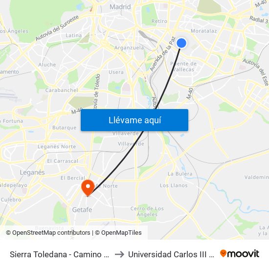 Sierra Toledana - Camino Valderribas to Universidad Carlos III De Madrid map