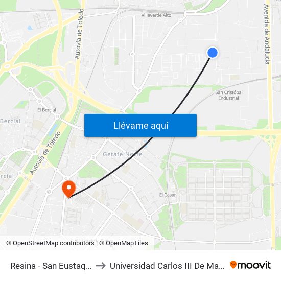 Resina - San Eustaquio to Universidad Carlos III De Madrid map