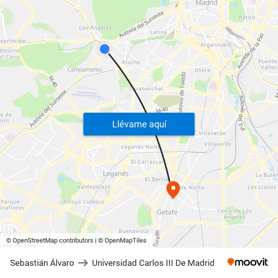 Sebastián Álvaro to Universidad Carlos III De Madrid map