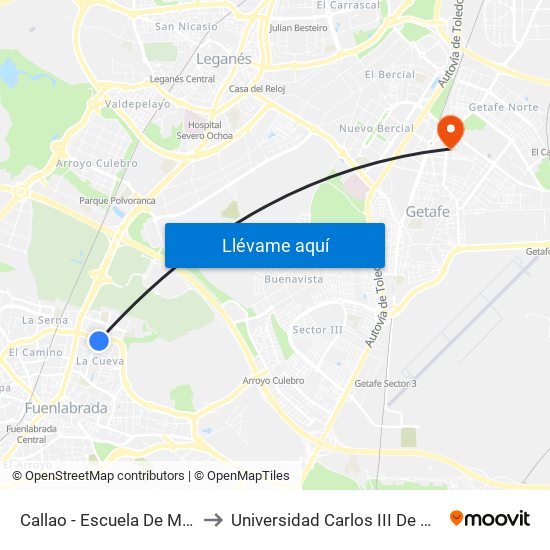 Callao - Escuela De Música to Universidad Carlos III De Madrid map