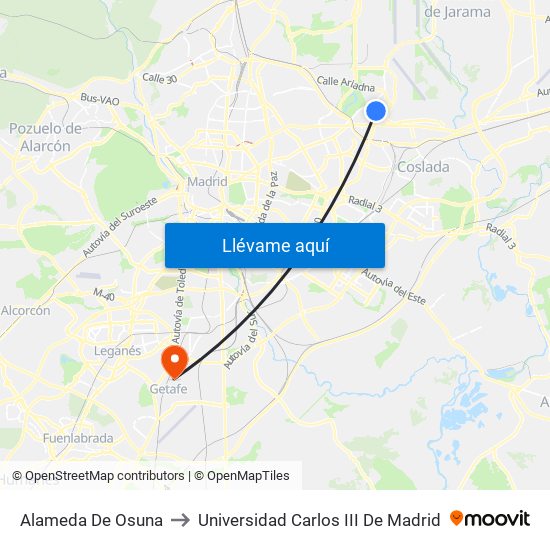 Alameda De Osuna to Universidad Carlos III De Madrid map