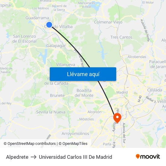Alpedrete to Universidad Carlos III De Madrid map