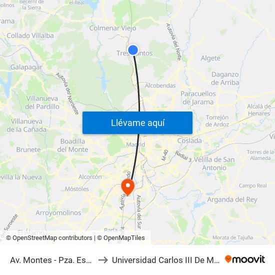 Av. Montes - Pza. España to Universidad Carlos III De Madrid map