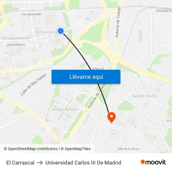 El Carrascal to Universidad Carlos III De Madrid map